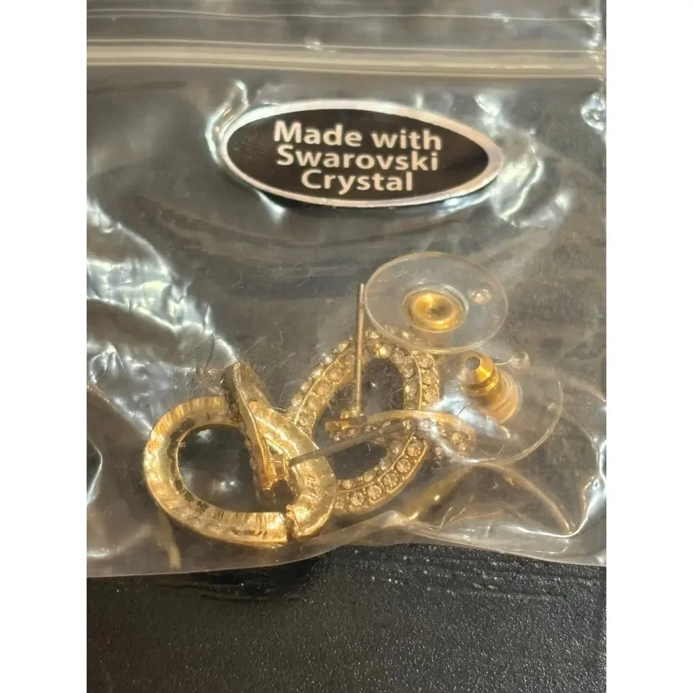 NWT Earrings Made With Swarovski Crystal Gold Tone Dangle